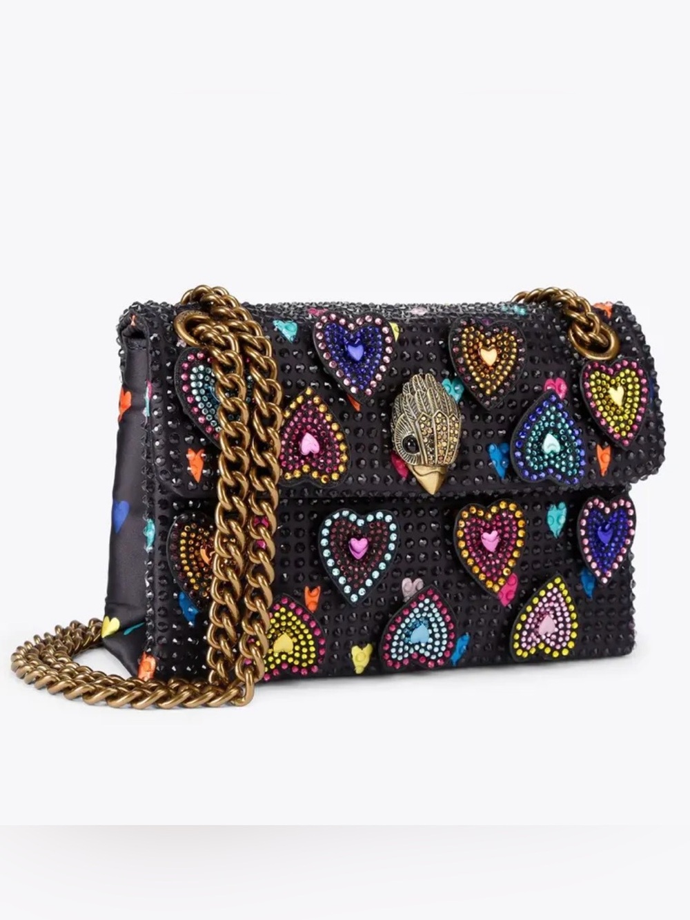 Kurt Geiger NWT Kensington Black Heart-Embellished Shoulder Bag